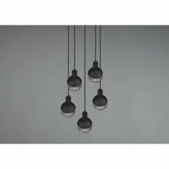 Suspension Verre Fumé-Luminaires Trio Suspension Trio Mela Noir, 5 lumières