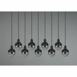 Suspension Verre Fumé-Luminaires Trio Suspension Trio Mela Noir, 9 lumières
