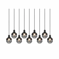Suspension Verre Fumé-Luminaires Trio Suspension Trio Mela Noir, 9 lumières