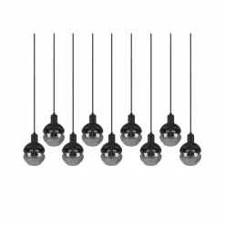 Suspension Verre Fumé-Luminaires Trio Suspension Trio Mela Noir, 9 lumières
