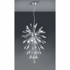 Luminaires Rustiques-Luminaires Trio Suspension Trio MINSK Chrome, Aspect cristal, 7 lumières