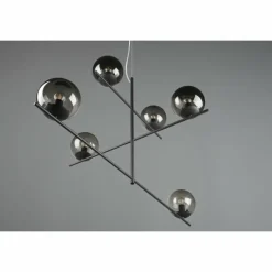 Suspension Verre Fumé-Luminaires Trio Suspension Trio Pure Anthracite, 6 lumières