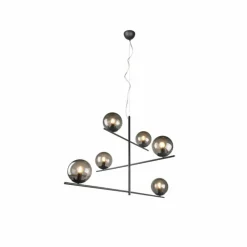 Suspension Verre Fumé-Luminaires Trio Suspension Trio Pure Anthracite, 6 lumières