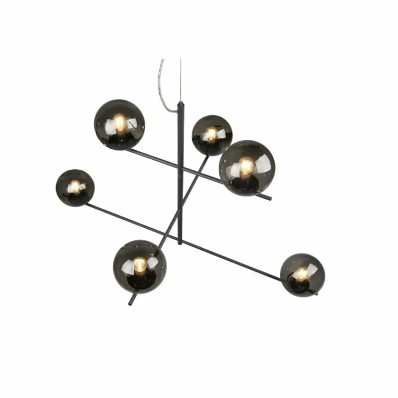 Suspension Verre Fumé-Luminaires Trio Suspension Trio Pure Anthracite, 6 lumières
