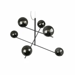 Suspension Verre Fumé-Luminaires Trio Suspension Trio Pure Anthracite, 6 lumières