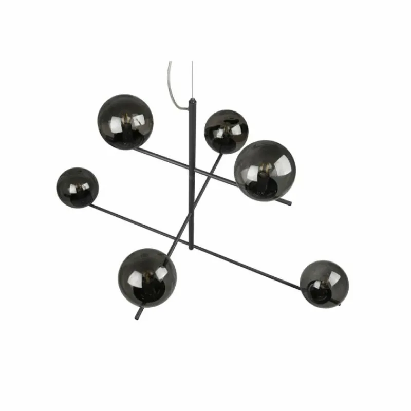 Suspension Verre Fumé-Luminaires Trio Suspension Trio Pure Anthracite, 6 lumières