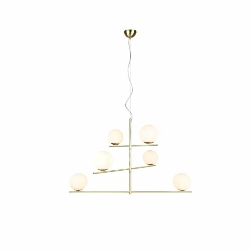 Luminaires Trio Suspension Trio Pure Laiton, 6 lumières