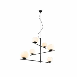 Luminaires Trio Suspension Trio Pure Noir, 6 lumières