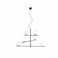 Luminaires Trio Suspension Trio Pure Noir, 6 lumières
