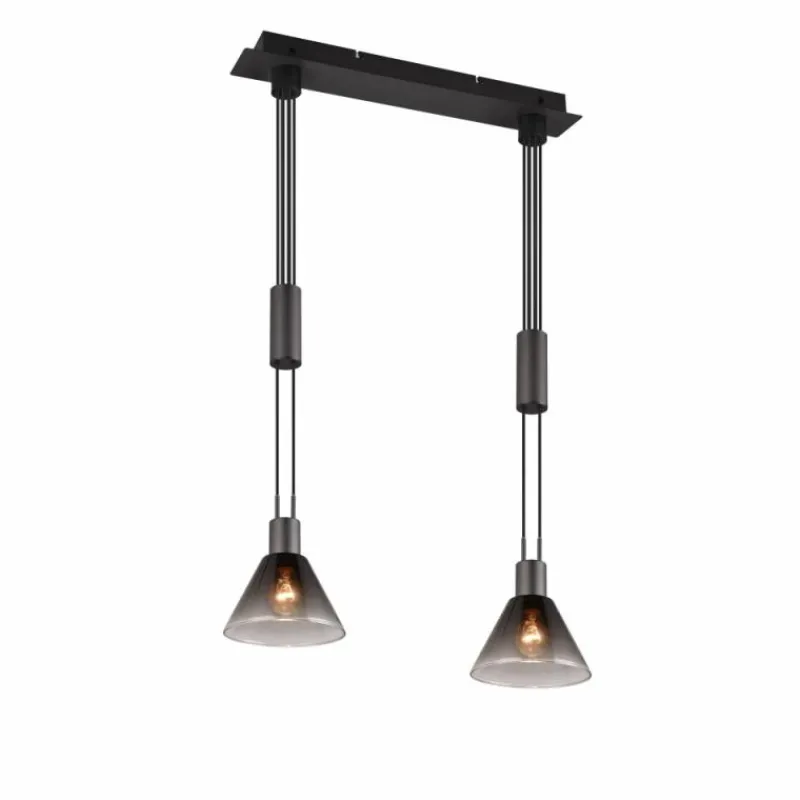 Suspension Verre Fumé-Luminaires Trio Suspension Trio STANLEY Noir, 2 lumières