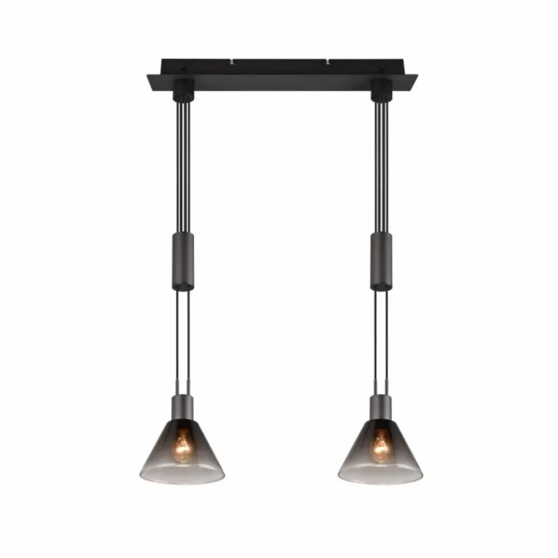 Suspension Verre Fumé-Luminaires Trio Suspension Trio STANLEY Noir, 2 lumières