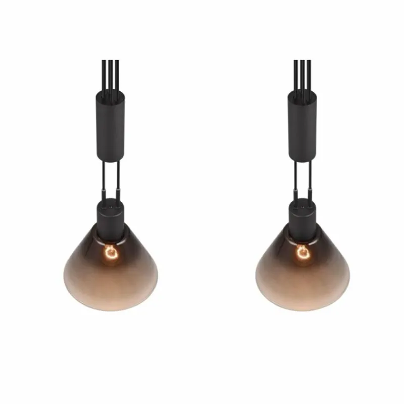 Suspension Verre Fumé-Luminaires Trio Suspension Trio STANLEY Noir, 2 lumières