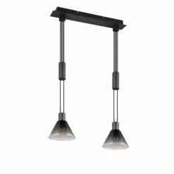 Suspension Verre Fumé-Luminaires Trio Suspension Trio STANLEY Noir, 2 lumières