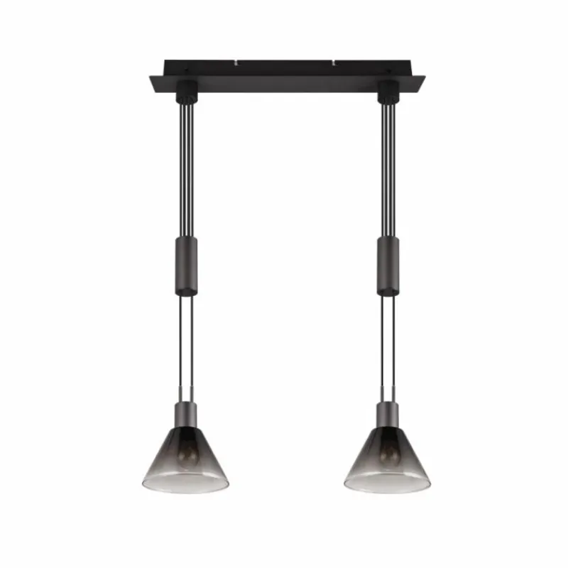Suspension Verre Fumé-Luminaires Trio Suspension Trio STANLEY Noir, 2 lumières