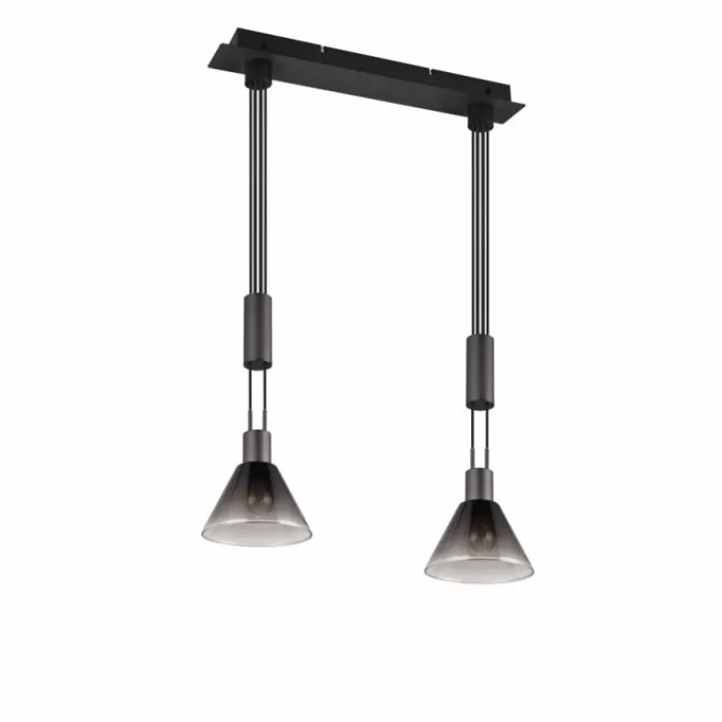 Suspension Verre Fumé-Luminaires Trio Suspension Trio STANLEY Noir, 2 lumières