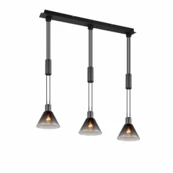 Suspension Verre Fumé-Luminaires Trio Suspension Trio STANLEY Noir, 3 lumières