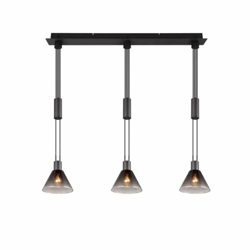 Suspension Verre Fumé-Luminaires Trio Suspension Trio STANLEY Noir, 3 lumières