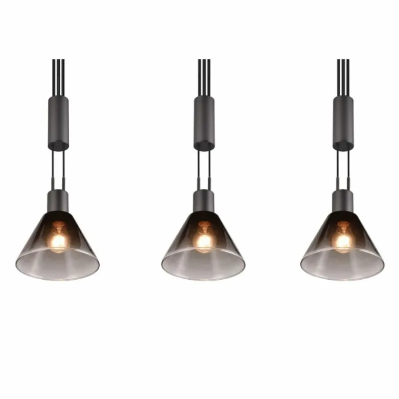 Suspension Verre Fumé-Luminaires Trio Suspension Trio STANLEY Noir, 3 lumières