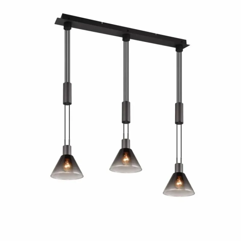 Suspension Verre Fumé-Luminaires Trio Suspension Trio STANLEY Noir, 3 lumières
