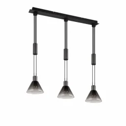 Suspension Verre Fumé-Luminaires Trio Suspension Trio STANLEY Noir, 3 lumières