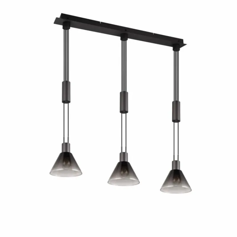 Suspension Verre Fumé-Luminaires Trio Suspension Trio STANLEY Noir, 3 lumières