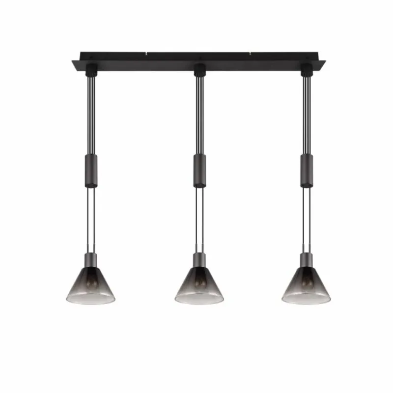 Suspension Verre Fumé-Luminaires Trio Suspension Trio STANLEY Noir, 3 lumières