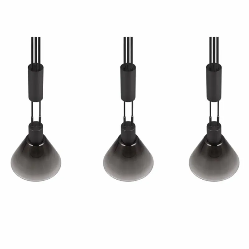 Suspension Verre Fumé-Luminaires Trio Suspension Trio STANLEY Noir, 3 lumières