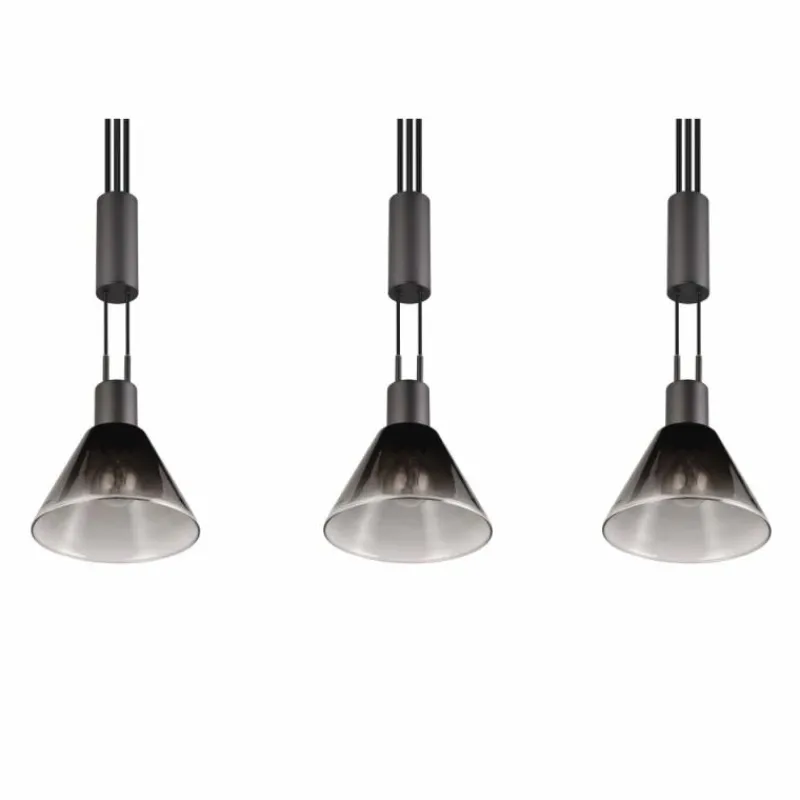 Suspension Verre Fumé-Luminaires Trio Suspension Trio STANLEY Noir, 3 lumières