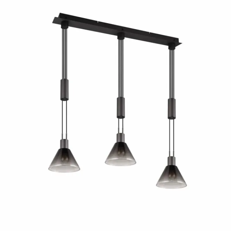 Suspension Verre Fumé-Luminaires Trio Suspension Trio STANLEY Noir, 3 lumières