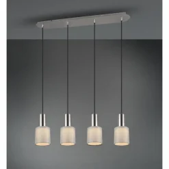 Lampes En Tissu-Luminaires Trio Suspension Trio Wailer LED Nickel mat, 4 lumières