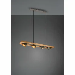 Lampes Vintages & Rétros-Luminaires Trio Suspension Trio-Leuchten Bell Brun foncé, Nickel mat, 4 lumières