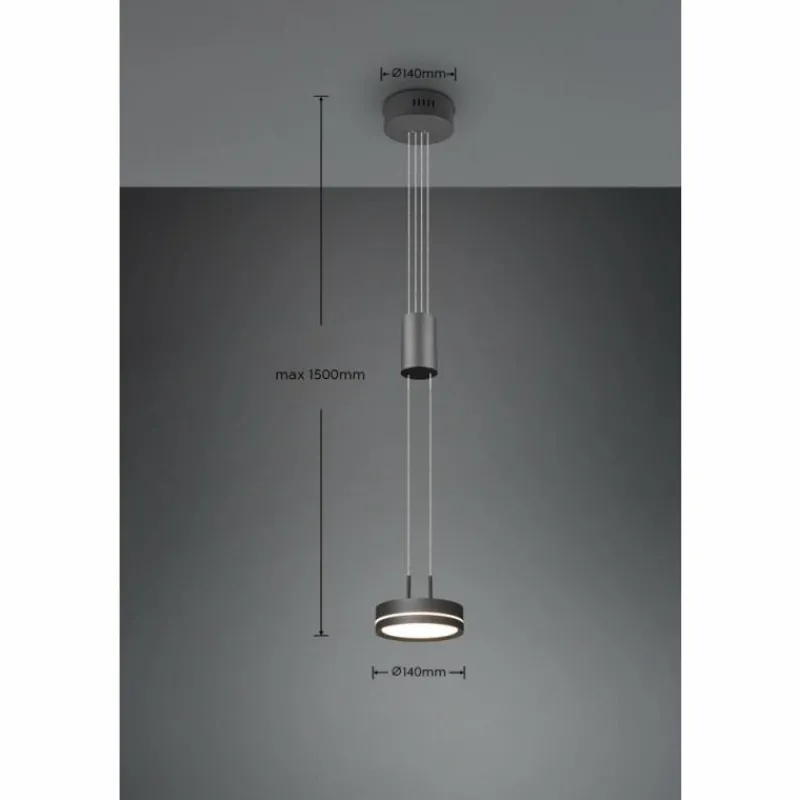 Luminaires Trio Suspension Trio-Leuchten Franklin LED Anthracite, 1 lumière* Éclairage Led