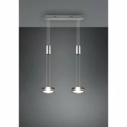 Luminaires Trio Suspension Trio-Leuchten Franklin LED Nickel mat, 2 lumières* Éclairage Led