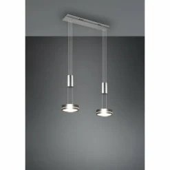 Luminaires Trio Suspension Trio-Leuchten Franklin LED Nickel mat, 2 lumières* Éclairage Led