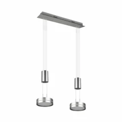 Luminaires Trio Suspension Trio-Leuchten Franklin LED Nickel mat, 2 lumières* Éclairage Led