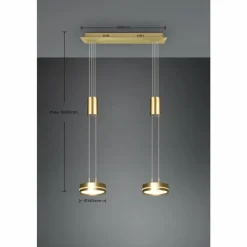 Luminaires Trio Suspension Trio-Leuchten Franklin LED Laiton, 2 lumières* Éclairage Led
