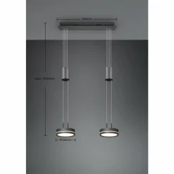 Luminaires Trio Suspension Trio-Leuchten Franklin LED Anthracite, 2 lumières* Éclairage Led