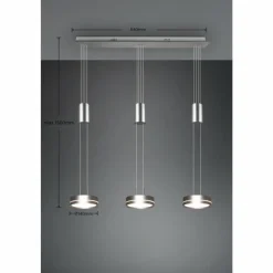 Luminaires Trio Suspension Trio-Leuchten Franklin LED Nickel mat, 3 lumières* Éclairage Led