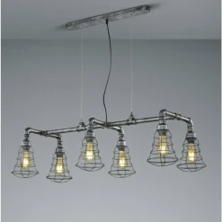 Lampes Vintages & Rétros-Luminaires Trio Suspension Trio-Leuchten Gotham Brun foncé, Argenté, 6 lumières