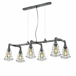 Lampes Vintages & Rétros-Luminaires Trio Suspension Trio-Leuchten Gotham Brun foncé, Argenté, 6 lumières