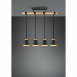 Lampes Vintages & Rétros-Luminaires Trio Suspension Trio-Leuchten Harris Noir, 4 lumières