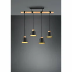 Lampes Vintages & Rétros-Luminaires Trio Suspension Trio-Leuchten Harris Noir, 4 lumières