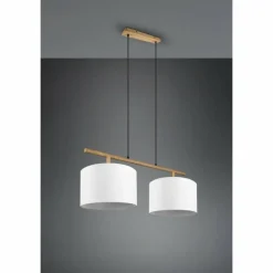 Lampes En Tissu-Luminaires Trio Suspension Trio-Leuchten Korba Brun, 2 lumières