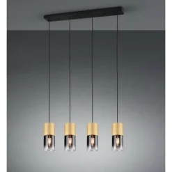 Suspension Verre Fumé-Luminaires Trio Suspension Trio-Leuchten Robin Laiton, 4 lumières
