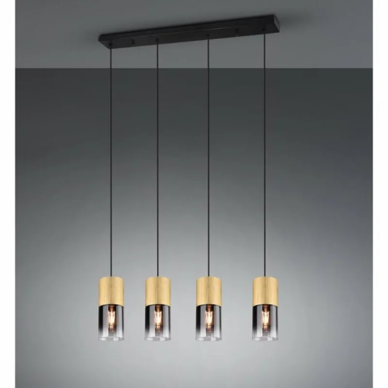 Suspension Verre Fumé-Luminaires Trio Suspension Trio-Leuchten Robin Laiton, 4 lumières
