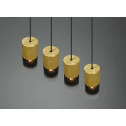 Suspension Verre Fumé-Luminaires Trio Suspension Trio-Leuchten Robin Laiton, 4 lumières