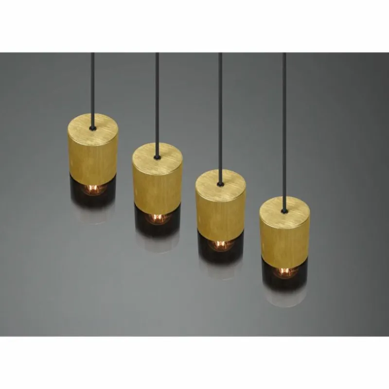 Suspension Verre Fumé-Luminaires Trio Suspension Trio-Leuchten Robin Laiton, 4 lumières