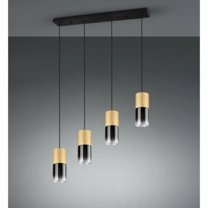 Suspension Verre Fumé-Luminaires Trio Suspension Trio-Leuchten Robin Laiton, 4 lumières