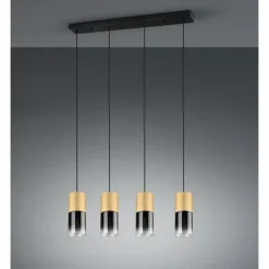Suspension Verre Fumé-Luminaires Trio Suspension Trio-Leuchten Robin Laiton, 4 lumières