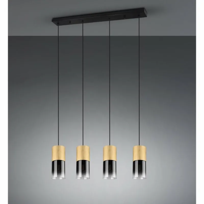 Suspension Verre Fumé-Luminaires Trio Suspension Trio-Leuchten Robin Laiton, 4 lumières